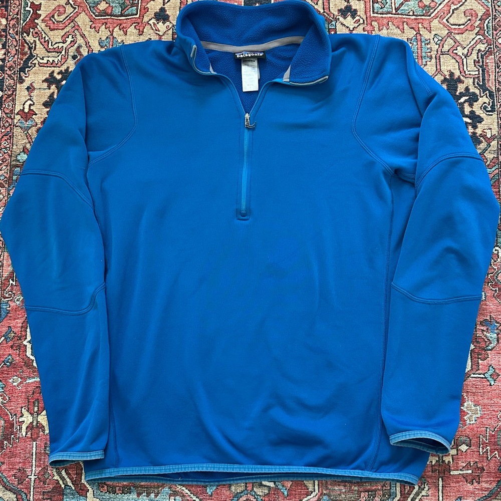 Patagonia Piton Quarter Zip Blue Fleece Jacket Mens L Midlayer